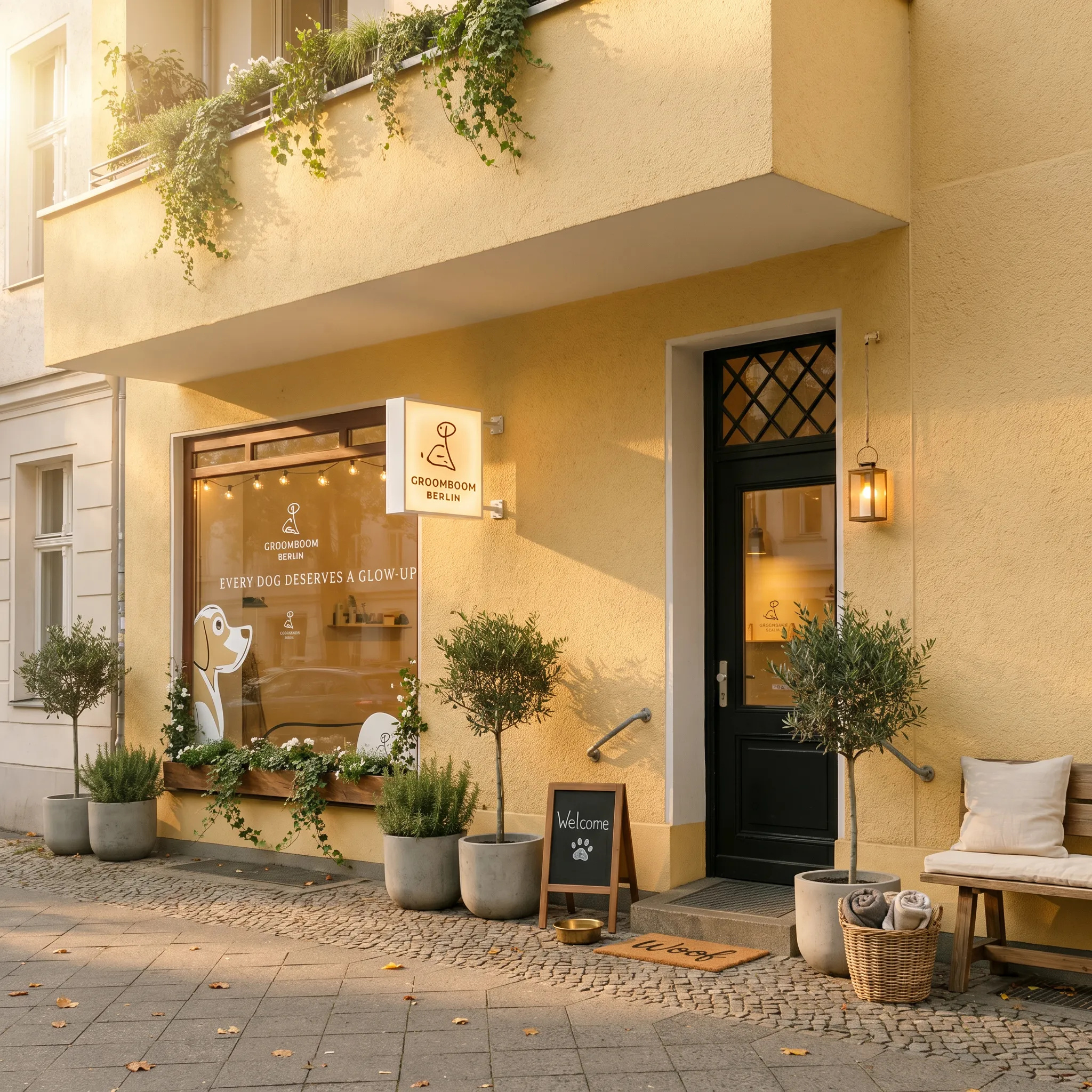 Charlottenburg, Giesebrechtstraße'deki GroomRoom Berlin salonunun ön cephesi