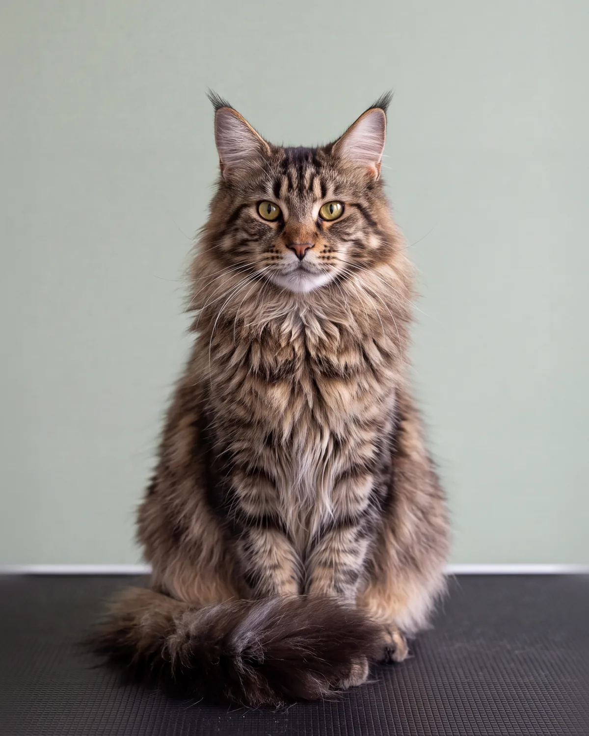 Maine Coon Katze mit gebürstetem Langhaarfell nach der Katzenpflege beim Katzenfriseur GroomRoom Berlin